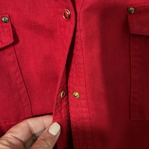 JM Collection Red Linen jacket - Picture 8 of 9